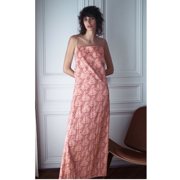 Zara Long Print Backless Dress - Picture 2 of 7